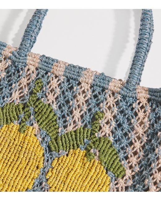 The Jacksons Blue Small Stripe Lemons Tote Bag