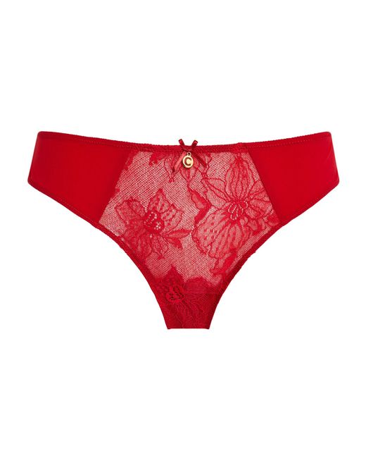 Chantelle Red Lace Orchids Thong
