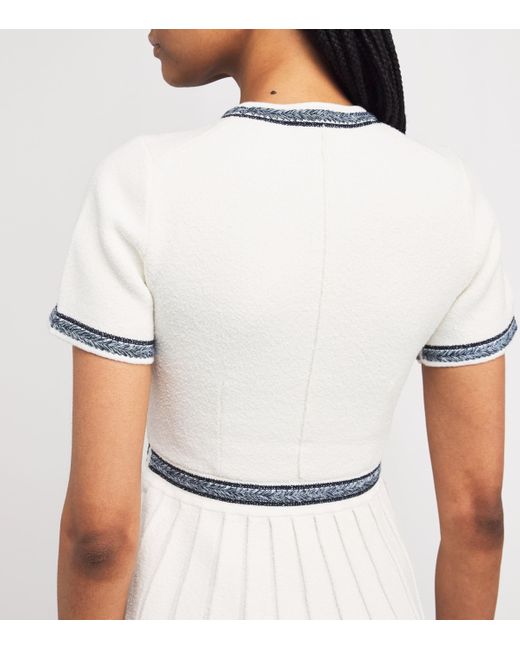 Maje White Terry Braid-Trim Mini Dress