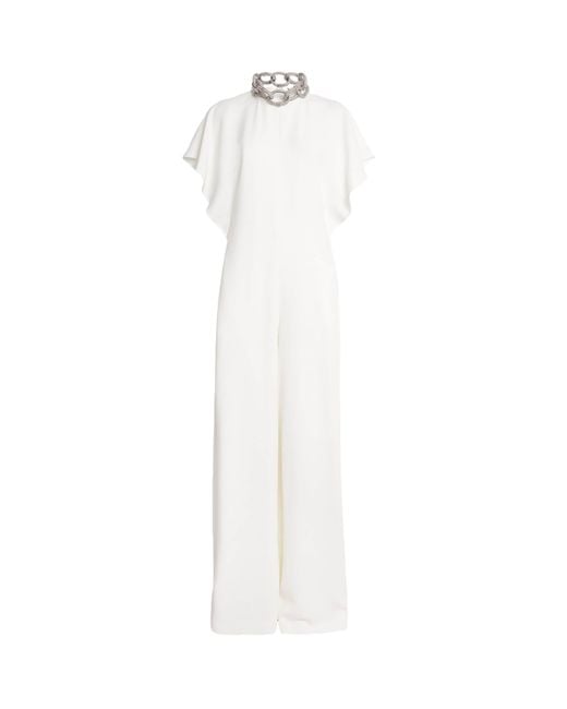 Stella McCartney White Satin Crystal Embellished Jumpsuit