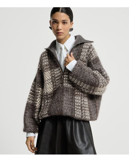 Brunello Cucinelli Gray Knitted Check Jacket