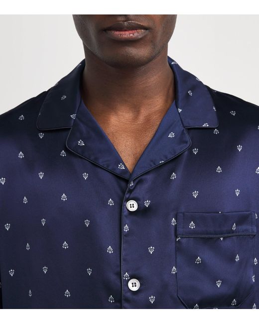 Derek Rose Blue Cotton Nelson Pyjama Set for men