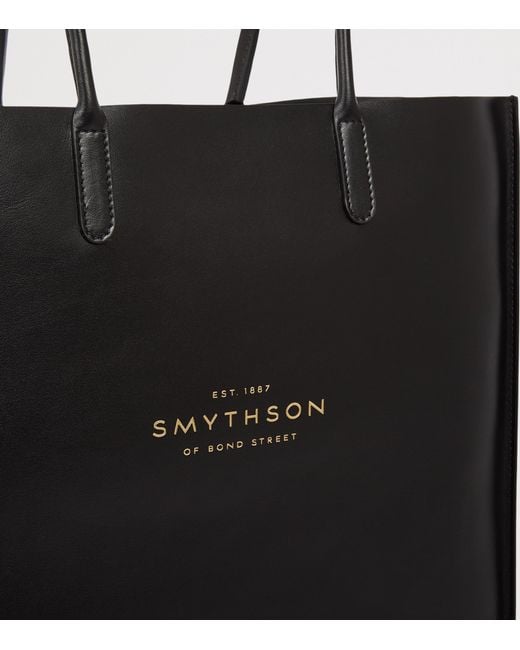 Smythson Black Mini Leather Kingly Tote Bag