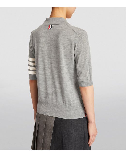 Thom Browne Gray 4-Bar Polo Shirt