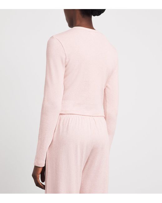 Leset Pink Cotton Cropped Nando Cardigan