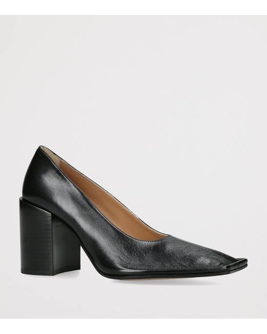 Maison Margiela Black Leather Piped Heeled Pumps 85