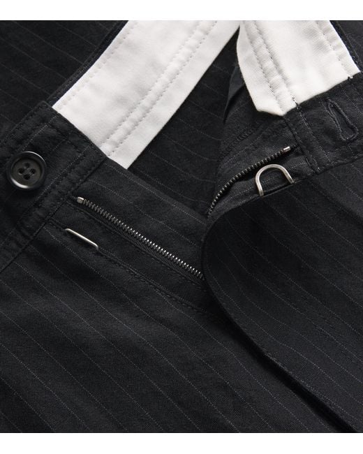 Maison Margiela Black Wool Four Stitch Pinstripe Trousers for men