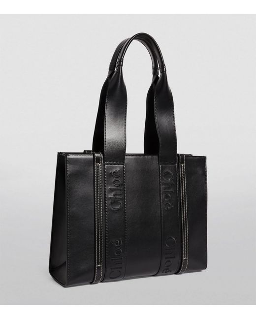 Chloé Black Medium Leather Woody Tote Bag