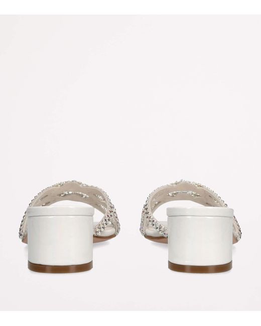 Gina White Leather Embellished Taylor Heeled Mules