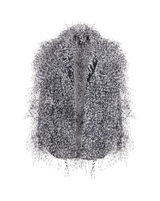 LAPOINTE Gray Marbled Ostrich Feather Jacket