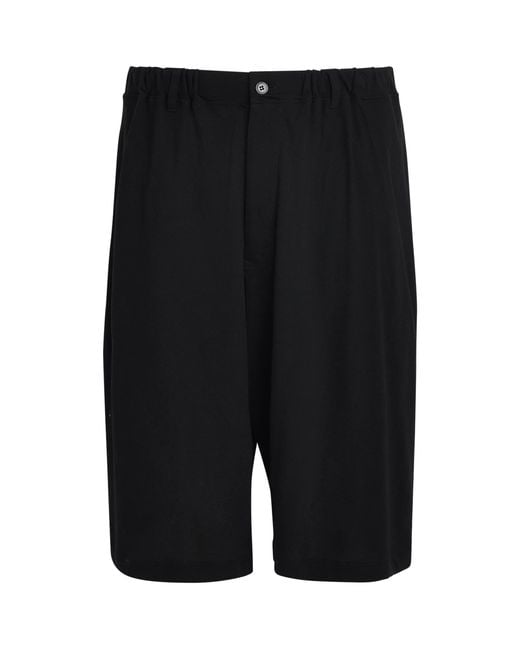 Yohji Yamamoto Black Cotton-Linen Elasticated Shorts for men