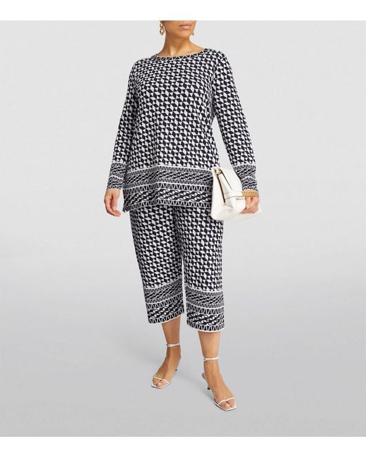 Marina Rinaldi White Op-art Knitted Trousers