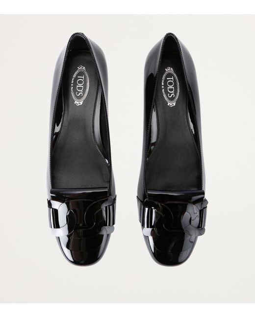 Tod's Black Leather Gomma Patta Ballet Flats