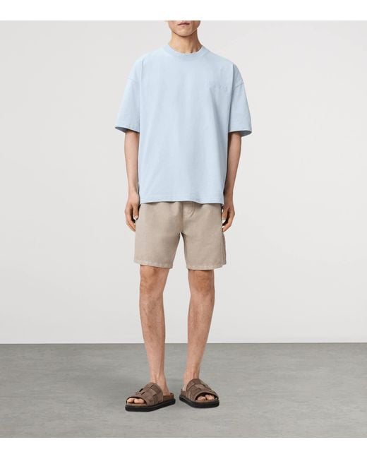 AllSaints Blue Organic Cotton Oversized Odyssey T-Shirt for men
