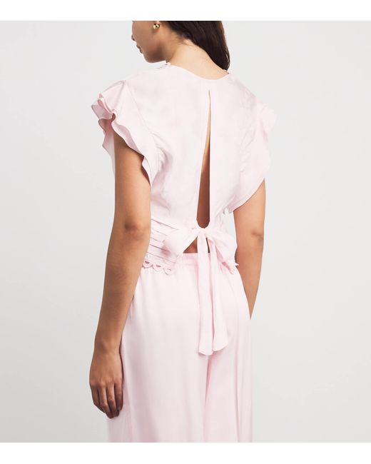 Sandro Pink Tie-Back Crop Top