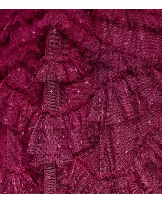 Needle & Thread Purple Tulle Ruffled Phoenix Gown