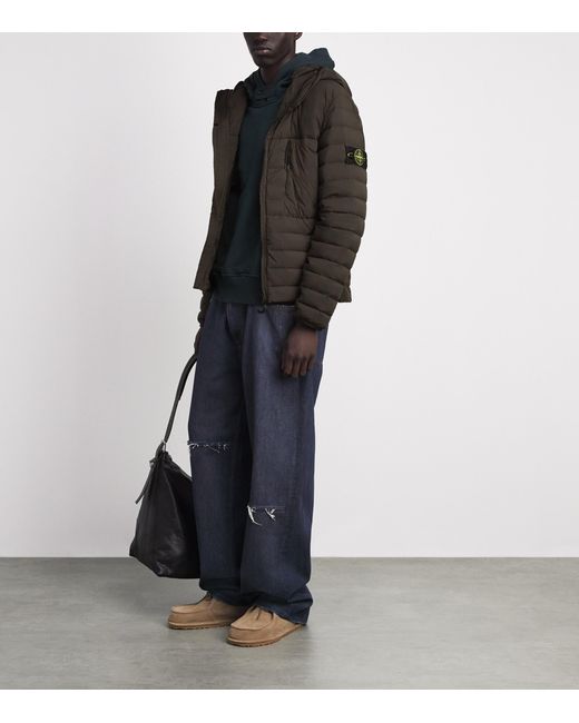 Stone Island Brown Down Cordura Puffer Jacket for men