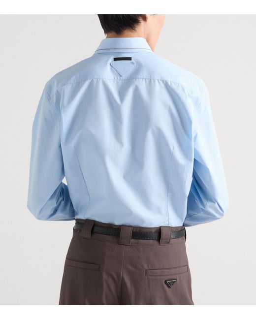 Prada Blue Cotton Tipped Shirt for men