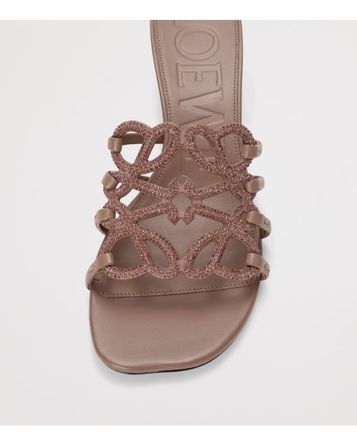Loewe Brown Leather Petal Anagram Mules 45