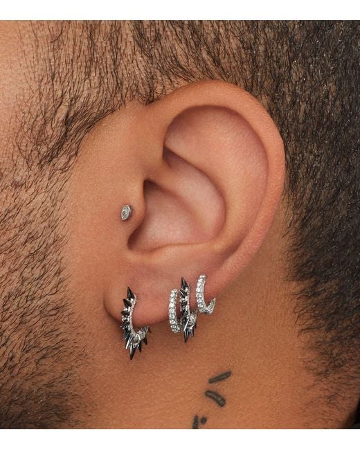 Maria Tash White Moissanite Mohawk And Diamond Pavé Hoop Earring