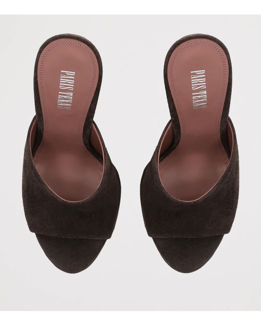 Paris Texas Brown Suede Nina Wedge Mules 105