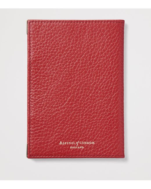 Aspinal Red Leather Passport Cover for men
