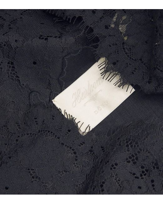 Doen Black Ramie Lace-Trim Idella Blouse