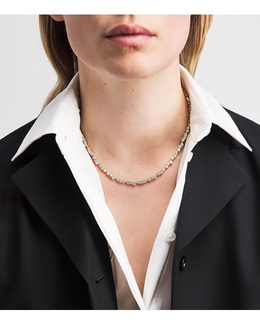 Suzanne Kalan Metallic And Round Diamond Deco Tennis Necklace