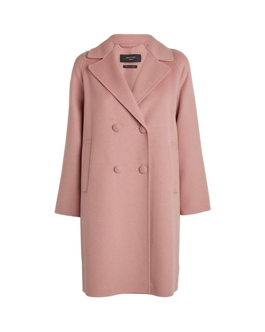 Max Mara Pink Wool Rivetto Double-breasted Coat