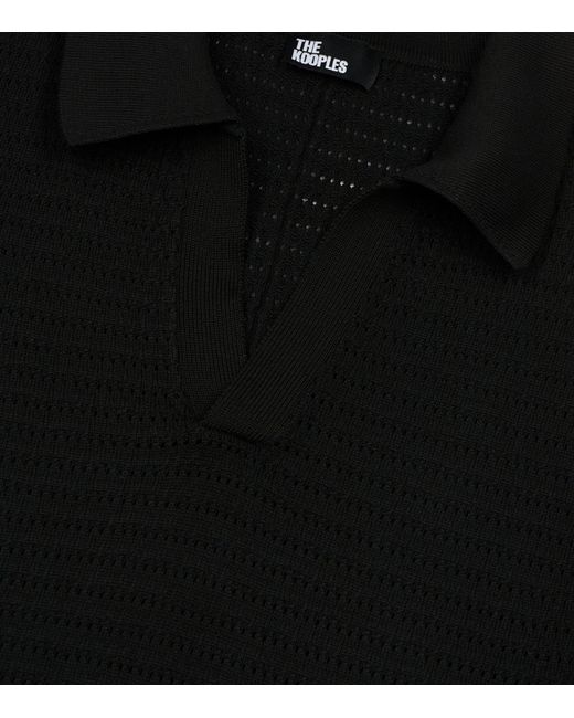 The Kooples Black Crochet Polo Shirt for men