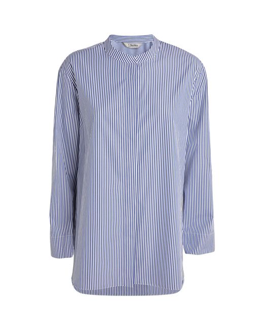 Max Mara Blue Cotton Striped Shirt