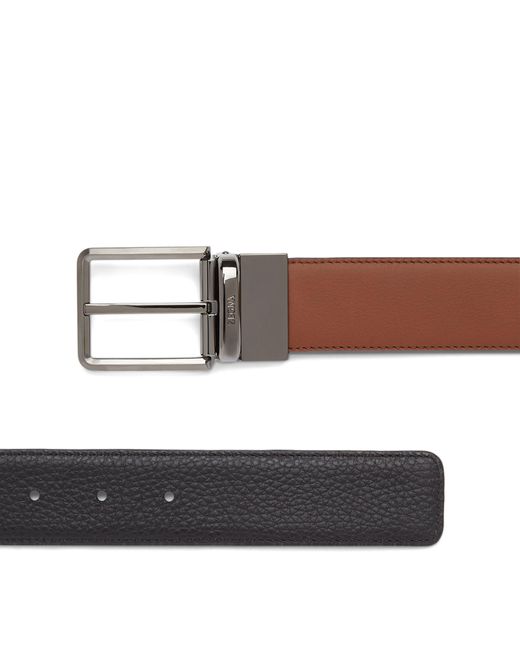 Zegna Brown Leather Reversible Belt for men
