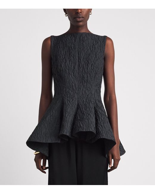 Roksanda Black Cloqué Peplum Axo Top
