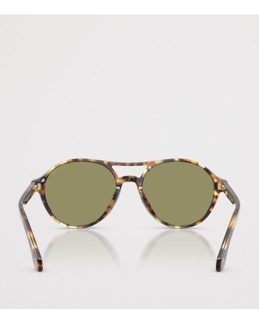 Giorgio Armani Green Tortoiseshell Round Sunglasses for men