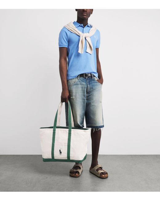 Polo Ralph Lauren White Cotton Canvas Polo Pony Tote Bag for men