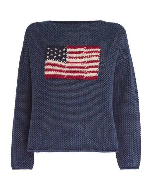 Polo Ralph Lauren Blue Cotton American Flag Sweater