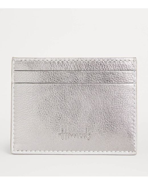 Harrods Gray Leather Metallic Card Holder