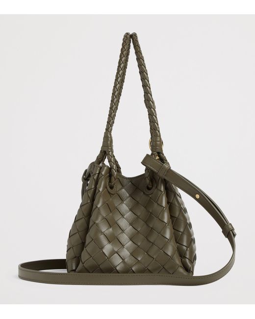 Bottega Veneta Green Small Leather Parachute Shoulder Bag