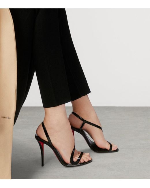 Christian Louboutin Black Rosa Z Patent Leather Heeled Sandals 100