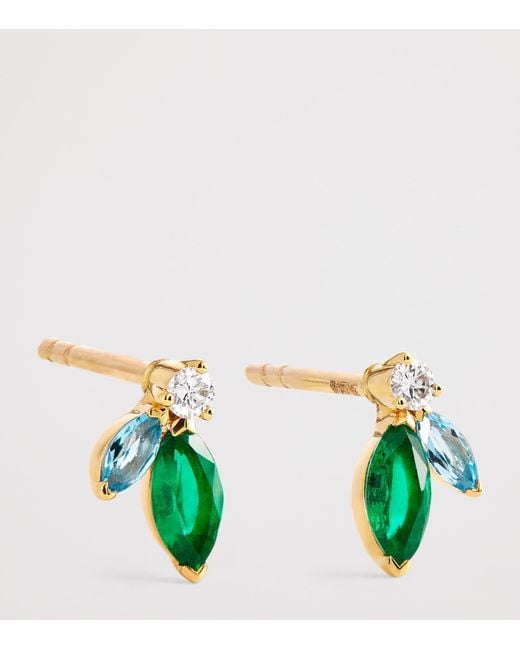 Emily P. Wheeler Green Mini, Diamond, Emerald And Topaz Pollack Earrings