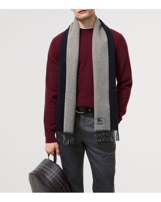 Burberry Gray Cashmere Reversible Knight Scarf