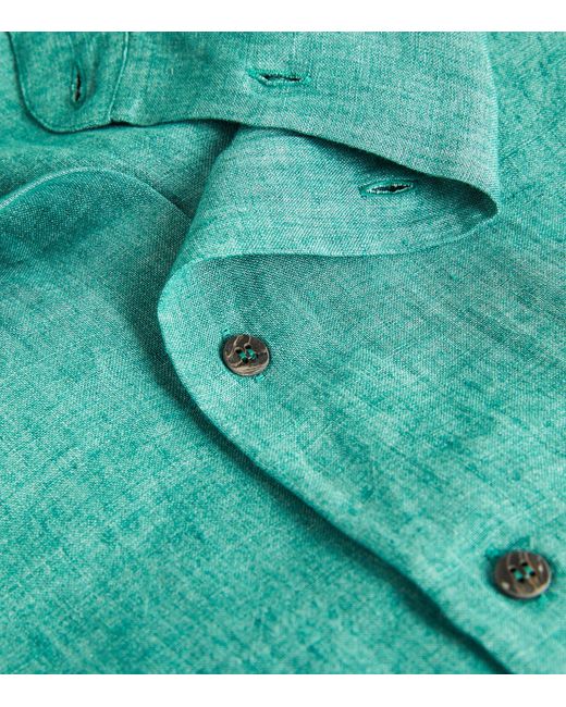 Eskandar Green Linen Longline Shirt