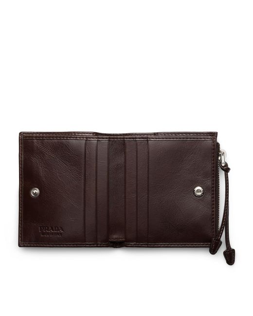 Prada Black Small Leather Zipped Wallet for men