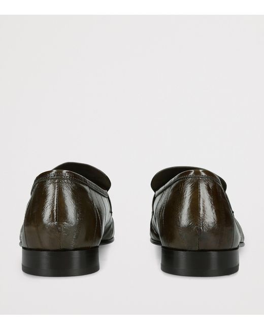The Row Green Soft Eel Loafers for men
