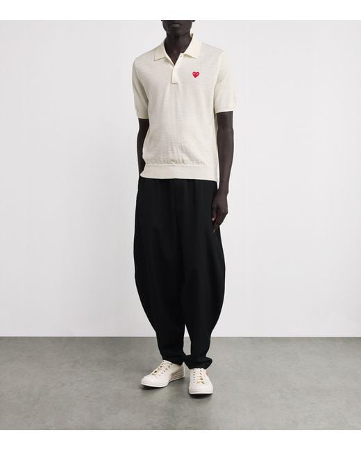 COMME DES GARÇONS PLAY White Wool Heart Logo Polo Shirt for men