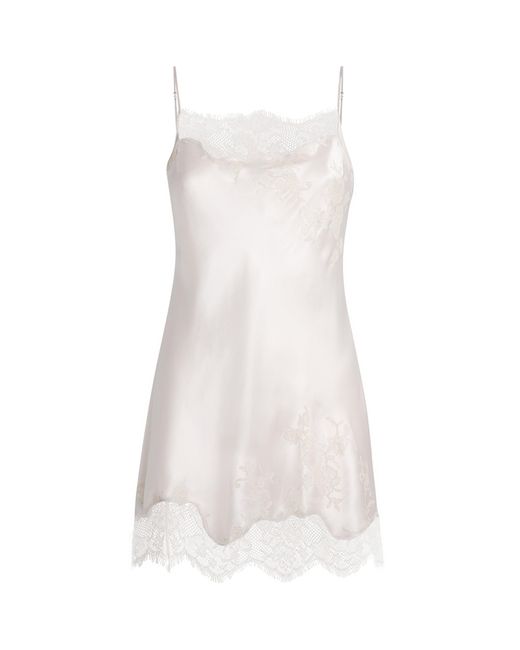 Carine Gilson White Silk-Lace Louise Slip Dress