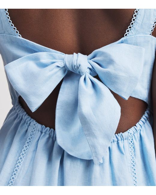 Heidi Klein Blue Linen Tie-Back Ponza Midi Dress