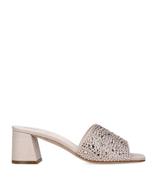 Gina White Leather Embellished Florence Heeled Mules 50