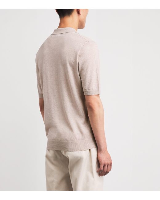 Eleventy White Cotton-Linen Polo Shirt for men