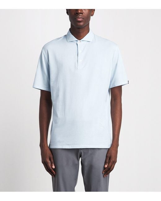 Kjus Blue Pima Cotton Printed Hollow Polo Shirt for men